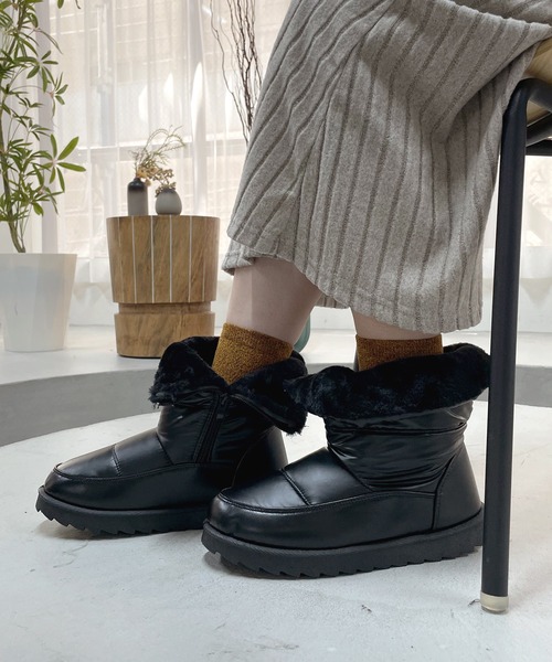 LUGG NAGG(ラグナグ)の「【BeF】【防寒・内ボア】キルティングブーツ(ブーツ・レディース・ブラック・LL/M/L)」の1枚目の写真