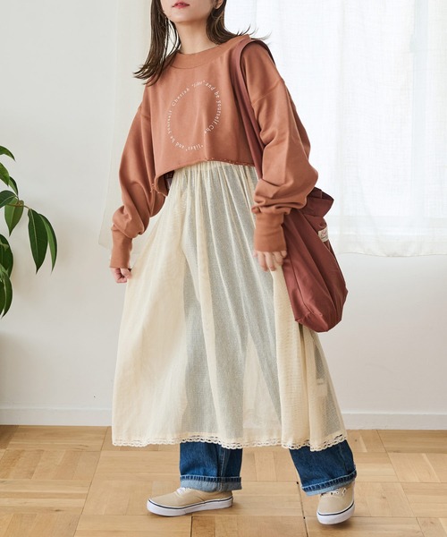 Crisp（クリスプ）の「コンセプトロゴスウェットS（スウェット・レディース・ネイビー/ブラウン/アイボリー・FREE）」の5枚目の写真