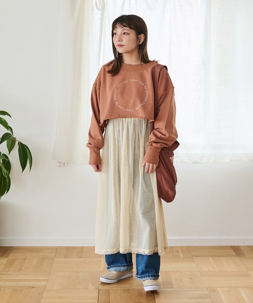 Crisp（クリスプ）の「コンセプトロゴスウェットS（スウェット・レディース・ネイビー/ブラウン/アイボリー・FREE）」の4枚目の写真