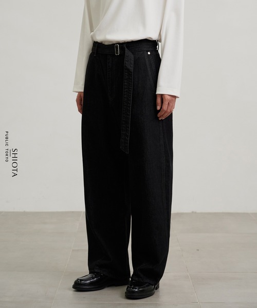 PUBLIC TOKYO × SHIOTA BASIC ベルテッド PUBLIC TOKYO ジーンズ SHIOTA BASIC ベルテッドデニムパンツ