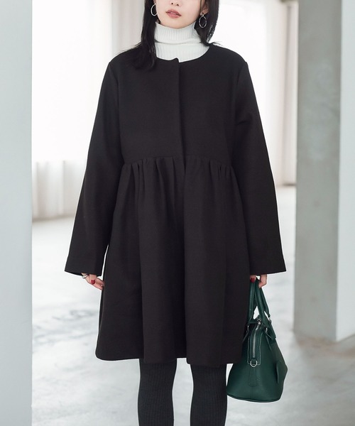 エイミーロウ　ペプラムジャケット　春コート　スプリングコート evam eva エヴァムエヴァ shawl collar coat ショールカラー