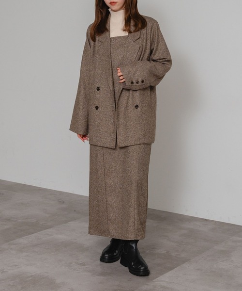 raffime（ラフィミー）の「【セットアップ可】ツイードロングキャミワンピース（ワンピース・レディース・ブラウン系その他/ブラック系その他・MEDIUM/SMALL）」の4枚目の写真