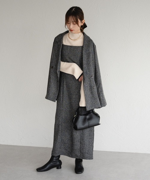 raffime（ラフィミー）の「【セットアップ可】ツイードロングキャミワンピース（ワンピース・レディース・ブラウン系その他/ブラック系その他・MEDIUM/SMALL）」の13枚目の写真