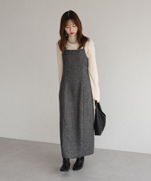raffime（ラフィミー）の「【セットアップ可】ツイードロングキャミワンピース（ワンピース・レディース・ブラウン系その他/ブラック系その他・MEDIUM/SMALL）」の5枚目の写真