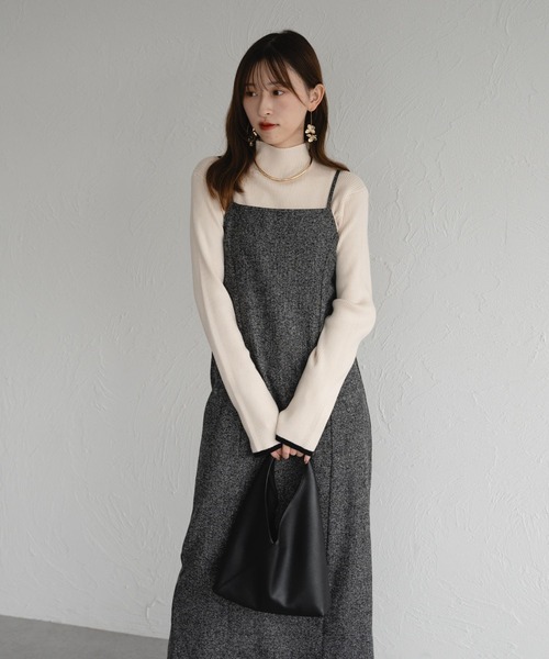 raffime（ラフィミー）の「【セットアップ可】ツイードロングキャミワンピース（ワンピース・レディース・ブラウン系その他/ブラック系その他・MEDIUM/SMALL）」の11枚目の写真