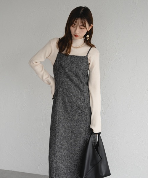 raffime（ラフィミー）の「【セットアップ可】ツイードロングキャミワンピース（ワンピース・レディース・ブラウン系その他/ブラック系その他・MEDIUM/SMALL）」の12枚目の写真