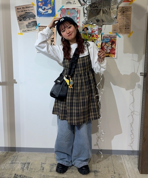 Auntie Rosa（アンティローザ）の「【rin.】バックリボンチェックチュニック（チュニック・レディース・イエロー/ワインレッド・FREE）」の3枚目の写真