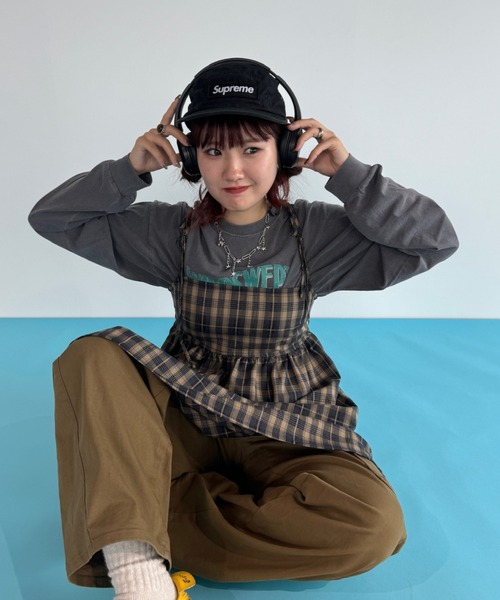 Auntie Rosa（アンティローザ）の「【rin.】バックリボンチェックチュニック（チュニック・レディース・イエロー/ワインレッド・FREE）」の8枚目の写真