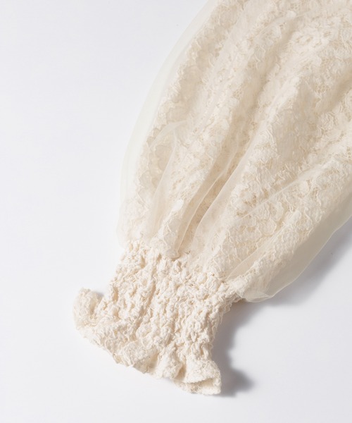 RANAN（ラナン）の「チュールドッキングフラワーレースブラウス（シャツ/ブラウス・レディース・アイボリー/ブラック/ブルー・M/L/LL）」の5枚目の写真