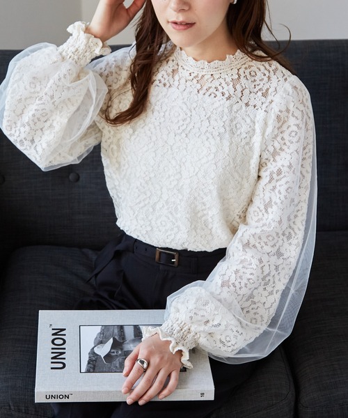 セール】チュールドッキングフラワーレースキャンディースリーブ