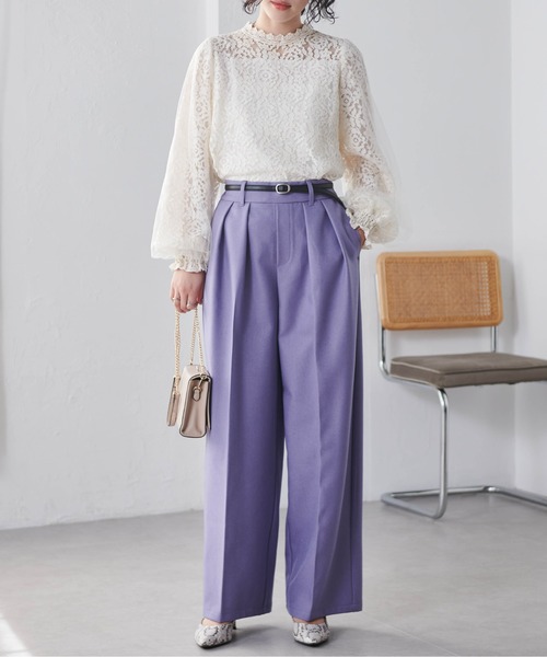 RANAN（ラナン）の「チュールドッキングフラワーレースブラウス（シャツ/ブラウス・レディース・アイボリー/ブラック/ブルー・M/L/LL）」の9枚目の写真