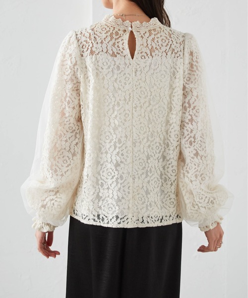 RANAN（ラナン）の「チュールドッキングフラワーレースブラウス（シャツ/ブラウス・レディース・アイボリー/ブラック/ブルー・M/L/LL）」の18枚目の写真