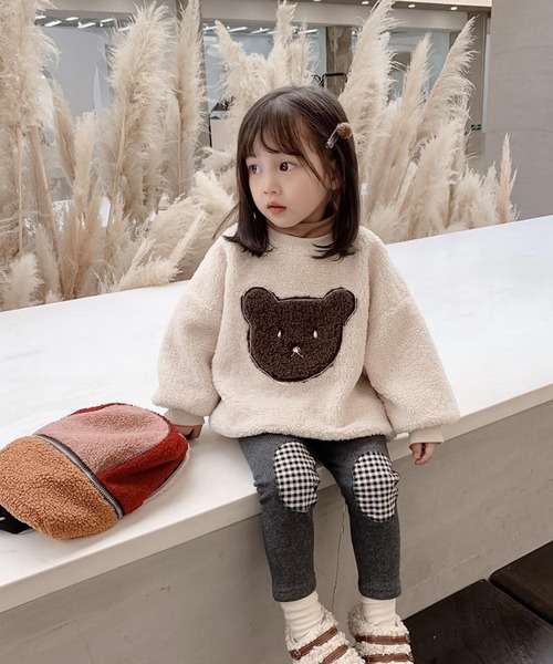 CERCA(チェルカ)の「lulunoix/くまボアトレーナー N15333(スウェット・キッズ・ホワイト/ブラウン・90cm/110cm/100cm/120cm)」の2枚目の写真