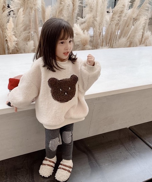 CERCA(チェルカ)の「lulunoix/くまボアトレーナー N15333(スウェット・キッズ・ホワイト/ブラウン・90cm/110cm/100cm/120cm)」の3枚目の写真