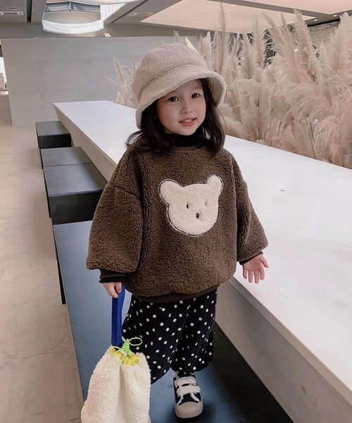 CERCA(チェルカ)の「lulunoix/くまボアトレーナー N15333(スウェット・キッズ・ホワイト/ブラウン・90cm/110cm/100cm/120cm)」の4枚目の写真