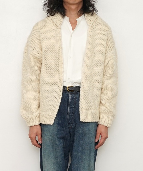 bukht（ブフト）の「【bukht / ブフト】Peruvian Hand-knit Buttonless Cowichan Sweater カウチンセーター（カーディガン/ボレロ・メンズ・オフホワイト/ブラック/ホワイト・FREE）」の10枚目の写真