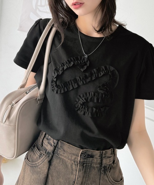 classicalelf(クラシカルエルフ)の「フリル刺繍でエレガントに。シルケット風フリル刺繍パフスリーブプルオーバー(半袖)(Tシャツ/カットソー・レディース・イエロー/ブラック/ホワイト/チャコール・X-LARGE/SMALL/MEDIUM/LARGE)」の22枚目の写真