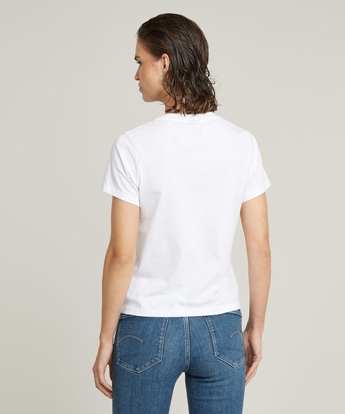 G-STAR(ジースター)の「NIFOUS TOP/ベーシックワンポイントロゴTシャツ(Tシャツ/カットソー・レディース・ホワイト/ダークブラック・X-SMALL/MEDIUM/SMALL)」の3枚目の写真