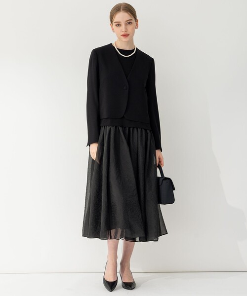 APPLAUDIR】クリアジョーゼット 3WAYコンパクトジャケット（ノーカラー