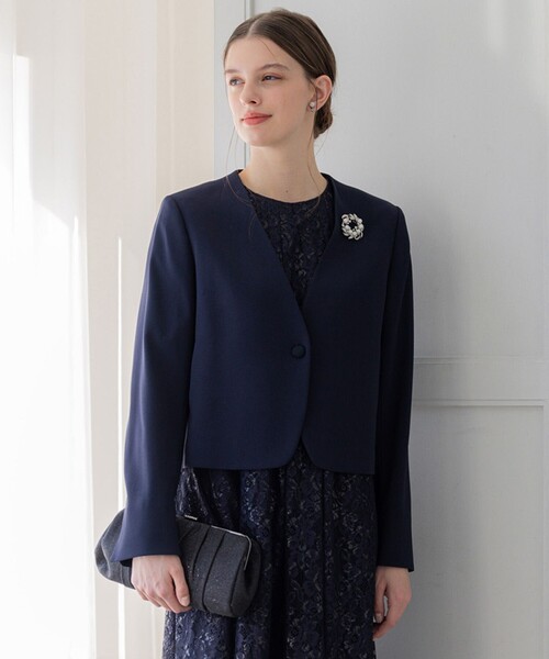 APPLAUDIR】クリアジョーゼット 3WAYコンパクトジャケット（ノーカラー