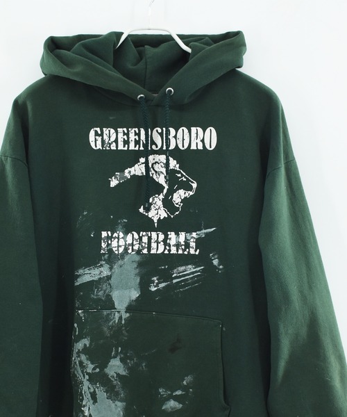 HANES(ヘインズ)の「【ヴィンテージ古着】 Y2K Hanes GREENS BORO FOOT BALL カレッジロゴ プルオーバーパーカー(パーカー・メンズ・グリーン・LARGE)」の1枚目の写真
