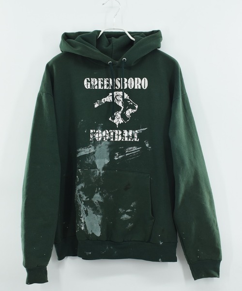 HANES(ヘインズ)の「【ヴィンテージ古着】 Y2K Hanes GREENS BORO FOOT BALL カレッジロゴ プルオーバーパーカー(パーカー・メンズ・グリーン・LARGE)」の2枚目の写真