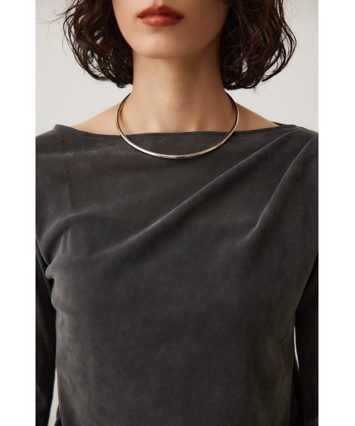 crie conforto（クリーコンフォルト）の「シアーベロアライクトップス（Tシャツ/カットソー・レディース・グレー/アイボリー・FREE）」の9枚目の写真