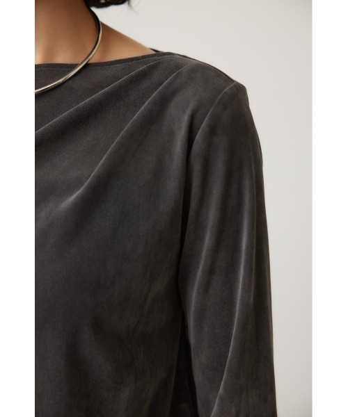 crie conforto（クリーコンフォルト）の「シアーベロアライクトップス（Tシャツ/カットソー・レディース・グレー/アイボリー・FREE）」の10枚目の写真