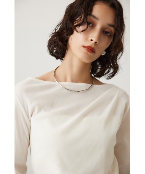 crie conforto（クリーコンフォルト）の「シアーベロアライクトップス（Tシャツ/カットソー・レディース・グレー/アイボリー・FREE）」の14枚目の写真