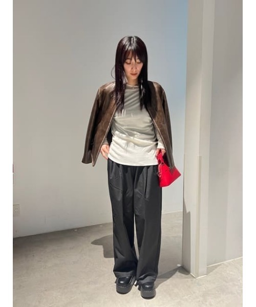 crie conforto シアーベロアライクトップス　アイボリー シアーベロアライクトップス（Tシャツ/カットソー）｜crie