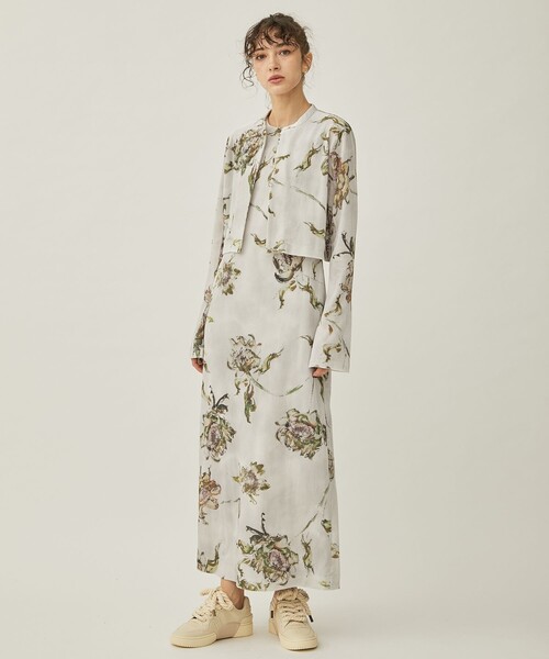 AMERI アメリ DRY FLOWER VELOUR DRESS