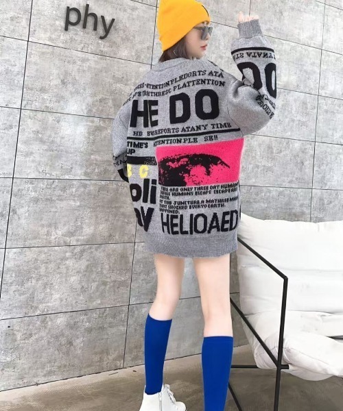 LETee（レティー）の「英字ジャカードニットプルオーバー（ニット/セーター・レディース・ベージュ/グレー/ピンク/ブラック/ホワイト・FREE）」の14枚目の写真