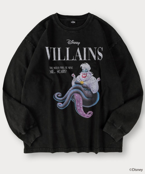 【Disney/ディズニー】 ヴィランズ スノーウォッシュ＆ヴィンテージ加工 ロングスリーブTシャツ オーバーサイズ（Tシャツ/カットソー）｜Disney（ディズニー）