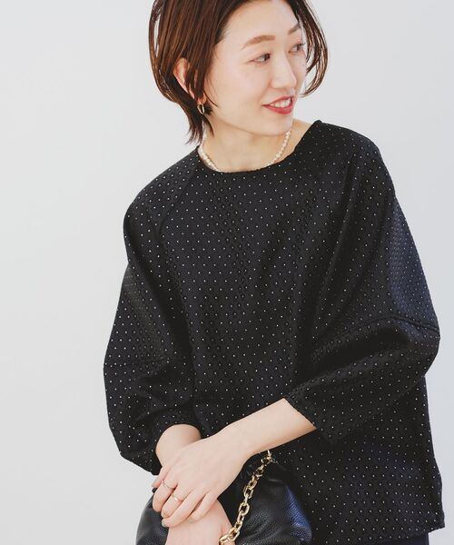 le.coeur blanc（ルクールブラン）の「《手洗い可能》小花ラメジャガードプルオーバー（シャツ/ブラウス・レディース・オフホワイト/ブラック・38）」の5枚目の写真