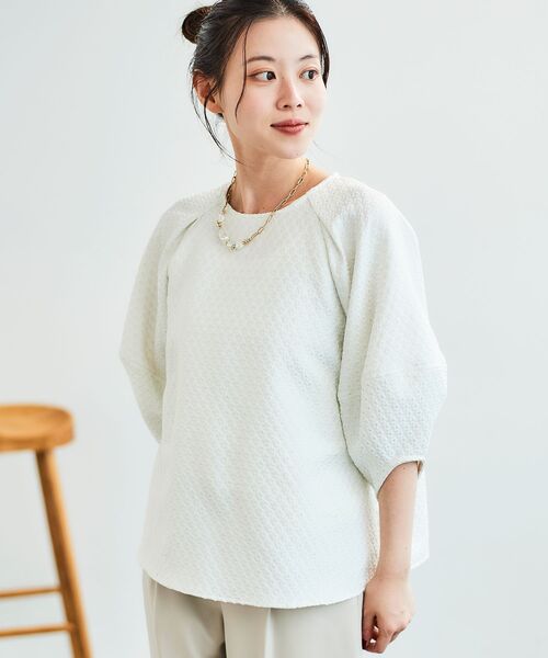 le.coeur blanc（ルクールブラン）の「《手洗い可能》小花ラメジャガードプルオーバー（シャツ/ブラウス・レディース・オフホワイト/ブラック・38）」の13枚目の写真