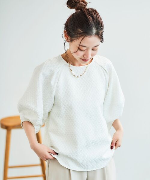 le.coeur blanc（ルクールブラン）の「《手洗い可能》小花ラメジャガードプルオーバー（シャツ/ブラウス・レディース・オフホワイト/ブラック・38）」の16枚目の写真