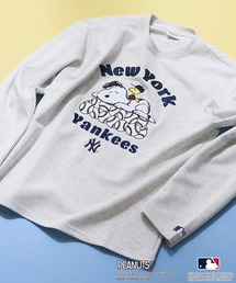 【MLB ×PEANUTS】オリジナルデザイン TCダンボール Tトレーナー  ドジャース カブス ヤンキース ドロップショルダー ビッグシルエット ユニセックス