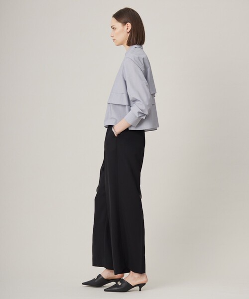 洗える】 クリーンブロード クロップドブラウス（シャツ