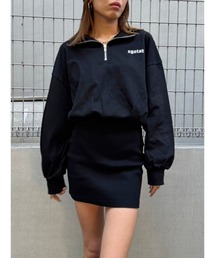 ハーフZIP裏毛ミニワンピース