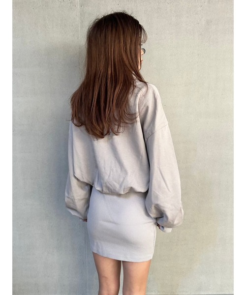 EGOIST（エゴイスト）の「ハーフZIP裏毛ミニワンピース（ワンピース・レディース・グレイッシュベージュ/ブラック・FREE）」の14枚目の写真