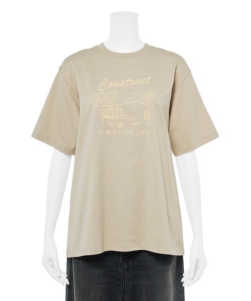 Mila Owen（ミラオーウェン）の「グラフィックT【手洗い可能】（Tシャツ/カットソー・レディース・ホワイト/チャコールグレー/ベージュ/ピンク・0/1）」の5枚目の写真