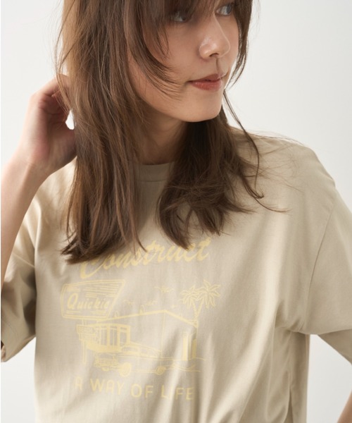 Mila Owen（ミラオーウェン）の「グラフィックT【手洗い可能】（Tシャツ/カットソー・レディース・ホワイト/チャコールグレー/ベージュ/ピンク・0/1）」の14枚目の写真