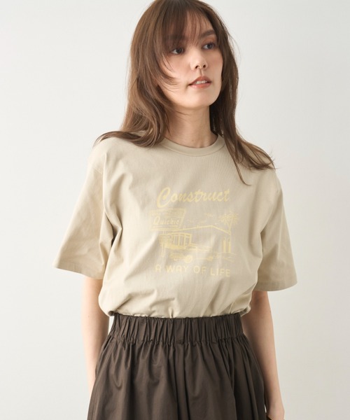 Mila Owen（ミラオーウェン）の「グラフィックT【手洗い可能】（Tシャツ/カットソー・レディース・ホワイト/チャコールグレー/ベージュ/ピンク・0/1）」の15枚目の写真