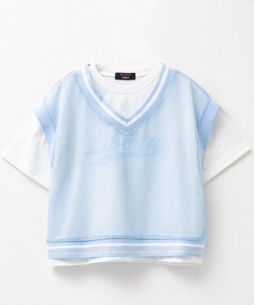 RICH MIX（リッチミックス）の「RICH MIX メッシュベスト ＋ プリントTシャツ セット アンサンブル（アンサンブル・キッズ・サックスブルー系1/ブラック系1・150/130/140/160）」の2枚目の写真