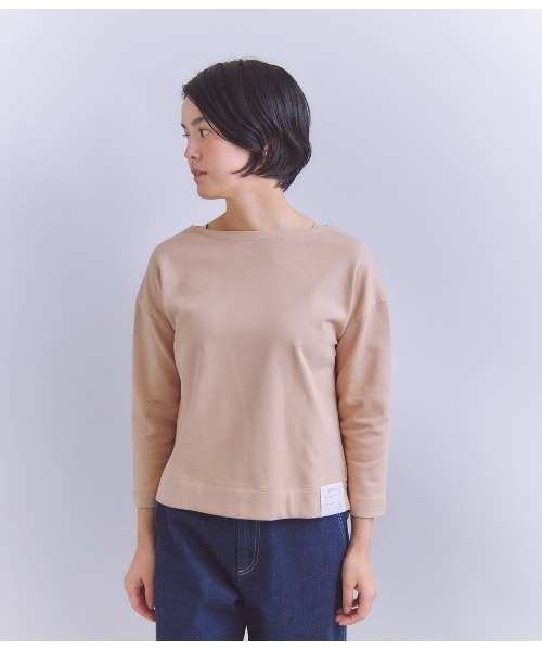 SIPULI（シプリ）の「French Terry ガゼット付きプルオーバー（Tシャツ/カットソー・レディース・ダークグレー/ピンク/ホワイト・2）」の5枚目の写真