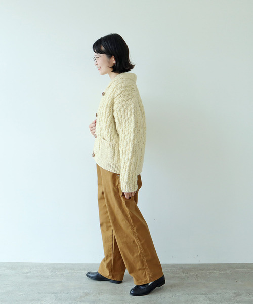 PAR ICI（パーリッシィ）の「ネパールハンドニット ショールカラーカーディガン（カーディガン/ボレロ・レディース・アイボリー/ダークブラウン・FREE）」の6枚目の写真