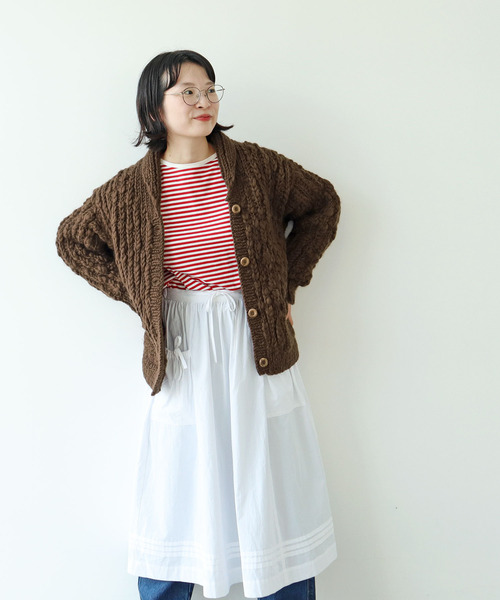 PAR ICI（パーリッシィ）の「ネパールハンドニット ショールカラーカーディガン（カーディガン/ボレロ・レディース・アイボリー/ダークブラウン・FREE）」の22枚目の写真