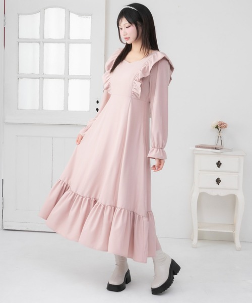 DearMyLoveRose(ディアマイラブローズ)の「バックリボンマキシワンピース【大きいサイズ有】(ワンピース・レディース・ネイビー/スモークピンク/ブラック・SMALL/MEDIUM/LARGE/LL/3L)」の4枚目の写真
