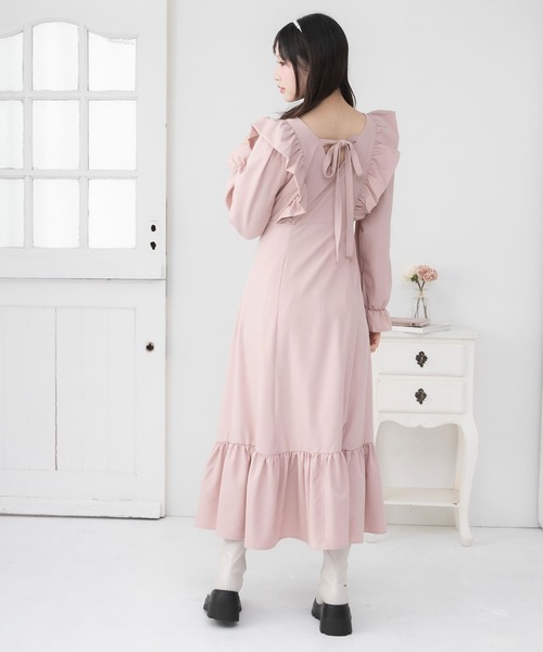 DearMyLoveRose(ディアマイラブローズ)の「バックリボンマキシワンピース【大きいサイズ有】(ワンピース・レディース・ネイビー/スモークピンク/ブラック・SMALL/MEDIUM/LARGE/LL/3L)」の6枚目の写真