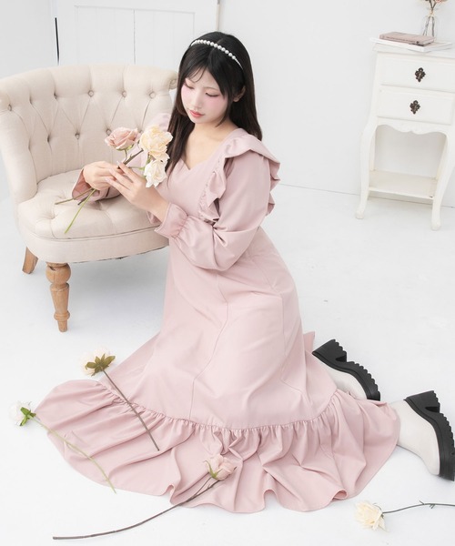 DearMyLoveRose(ディアマイラブローズ)の「バックリボンマキシワンピース【大きいサイズ有】(ワンピース・レディース・ネイビー/スモークピンク/ブラック・SMALL/MEDIUM/LARGE/LL/3L)」の8枚目の写真